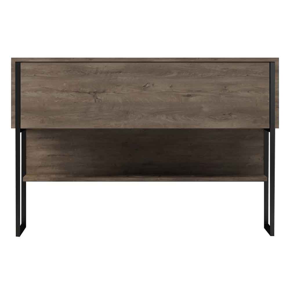 Nordic Wooden Console Table With Black Metal Frame in Walnut