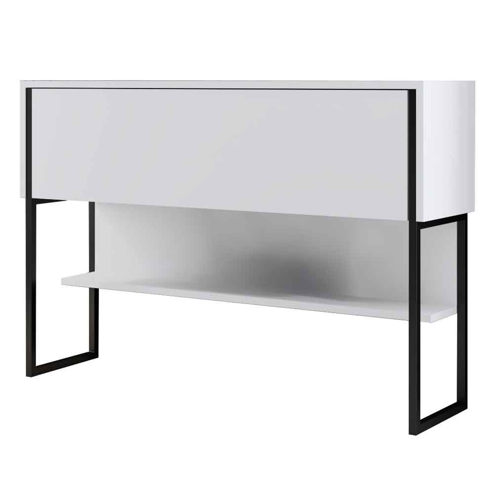 Nordic Wooden Console Table With Black Metal Frame in White