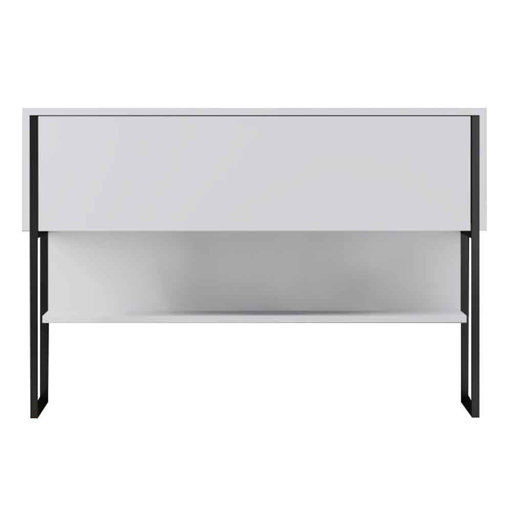 Nordic Wooden Console Table With Black Metal Frame in White
