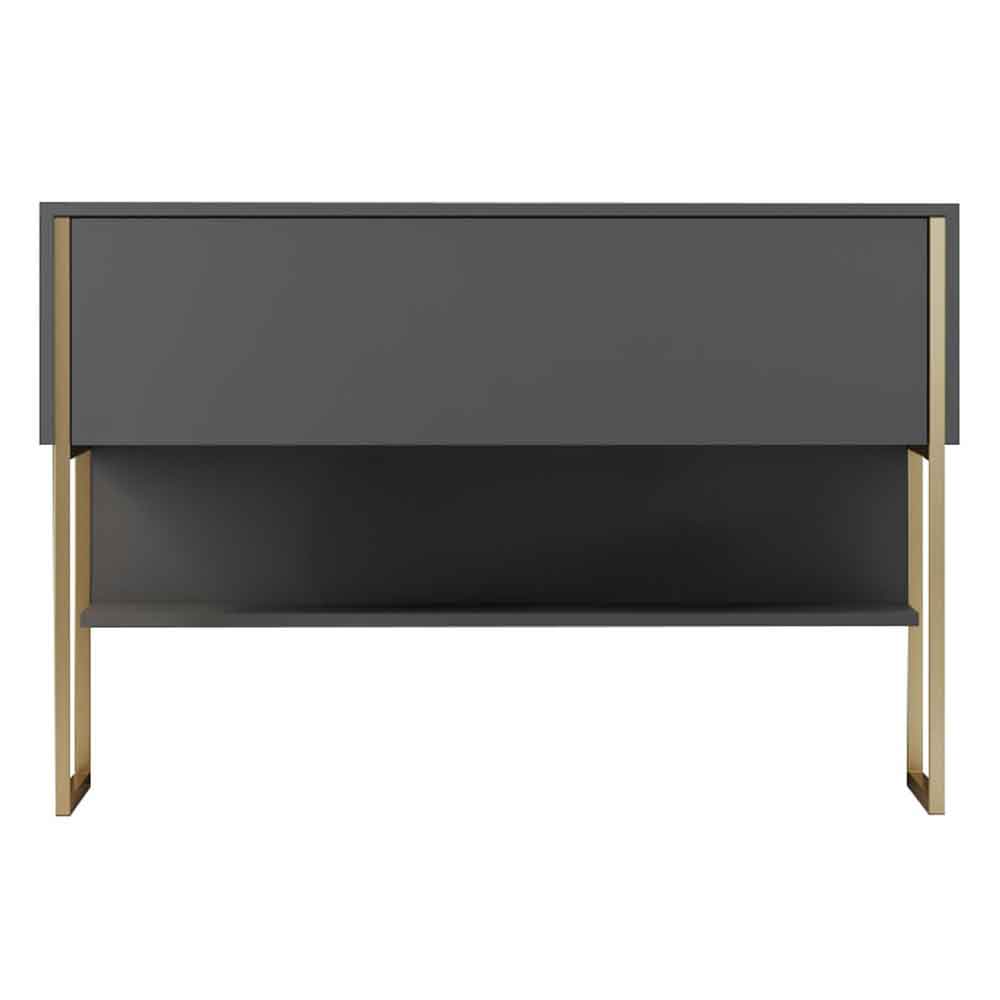 Nordic Wooden Console Table With Gold Metal Frame in Anthracite