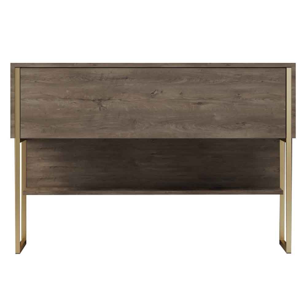 Nordic Wooden Console Table With Gold Metal Frame in Walnut