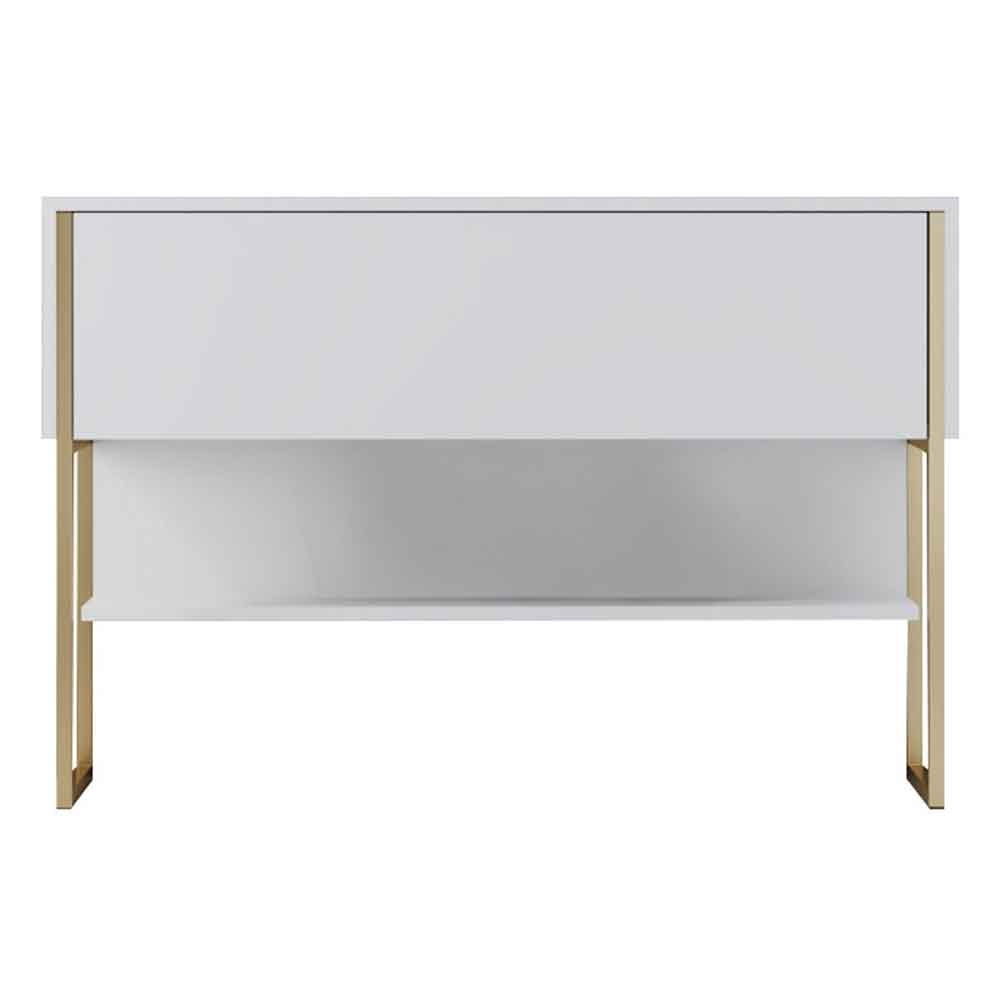 Nordic Wooden Console Table With Gold Metal Frame in White