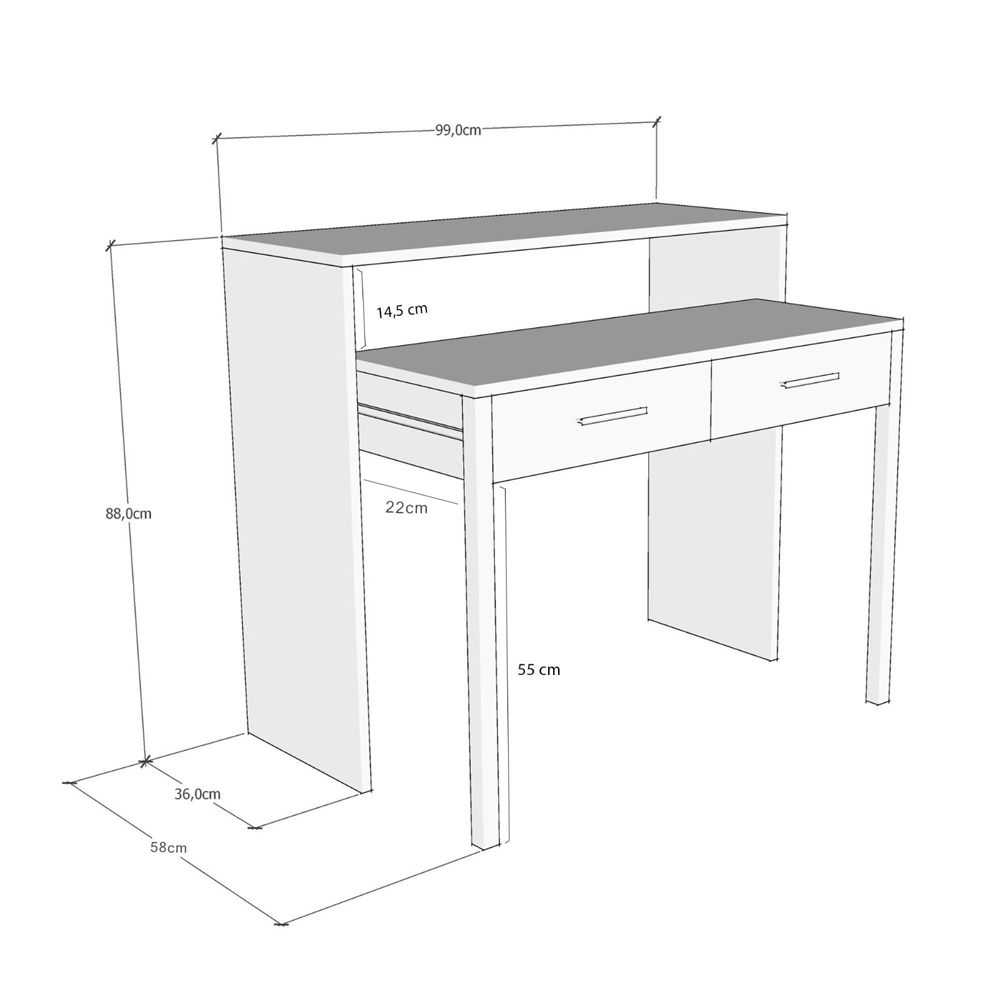 Norelo Wooden Laptop Desk with Adjustable Drawer in White