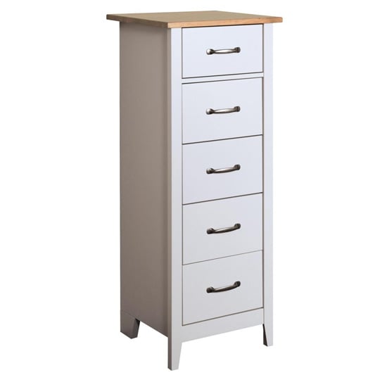 Norfolk Narrow Chest Of Drawers In Pine And Grey With 5 Drawers Sale