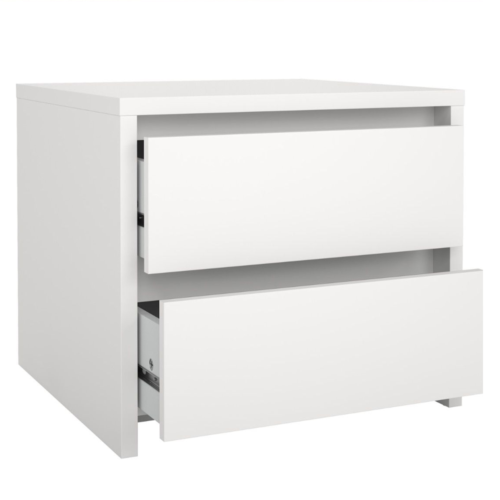Norfolk Wooden Bedside Cabinet With 2 Drawers In White
