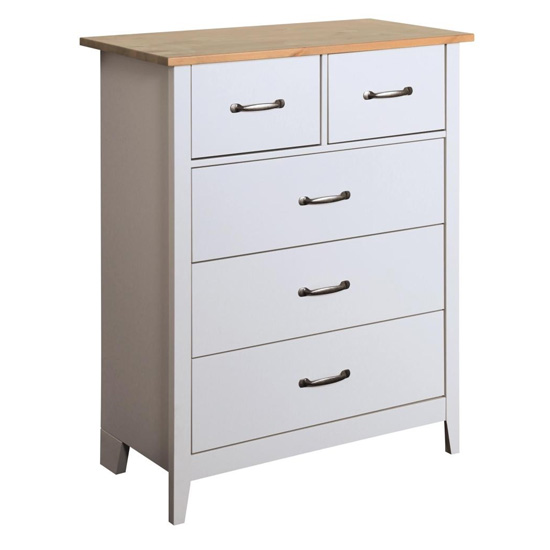 Walton Retro Chest of Drawers In White And Oak With 2+4 Drawers