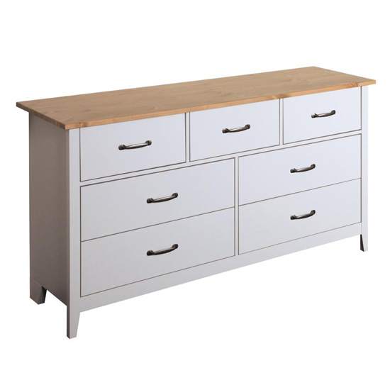 Norfolk Wooden Chest Of Drawers In Pine And Grey With 7 Drawers FiF