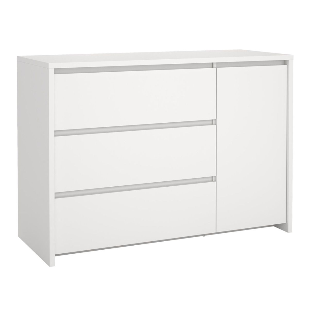 Norfolk Wooden Sideboard With 1 Door 3 Drawers In White