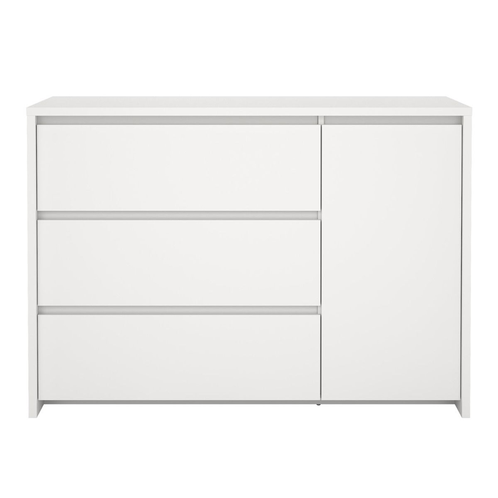 Norfolk Wooden Sideboard With 1 Door 3 Drawers In White
