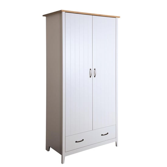 Read more about Norfolk wooden wardrobe in pine and grey with 2 doors 1 drawer