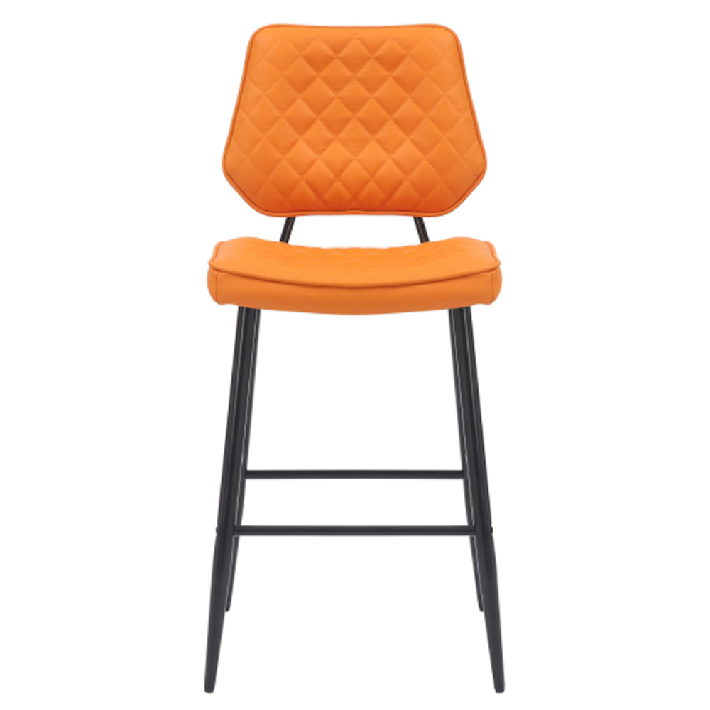 Norham Orange Real Leather Bar Stools in Pair