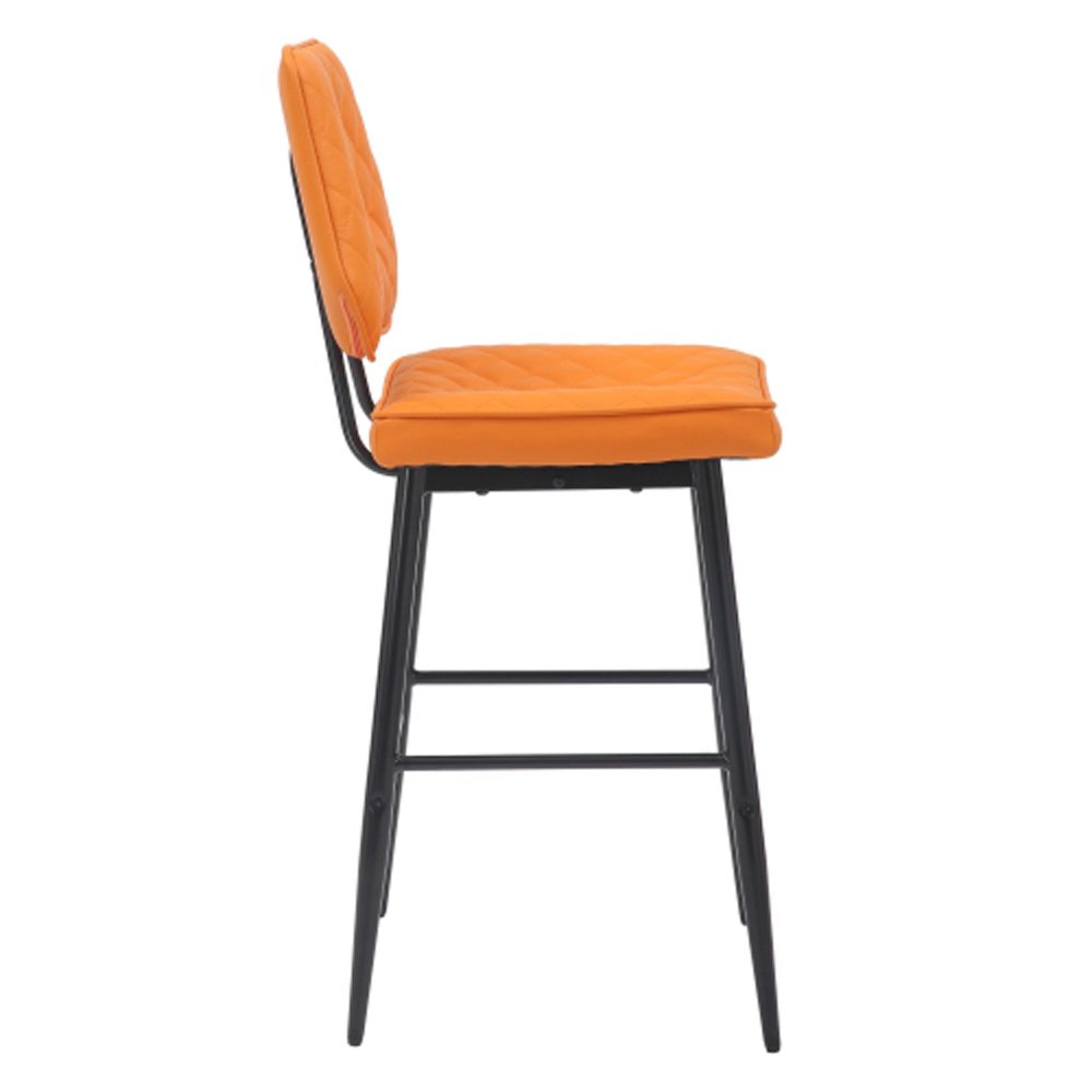 Norham Orange Real Leather Bar Stools in Pair