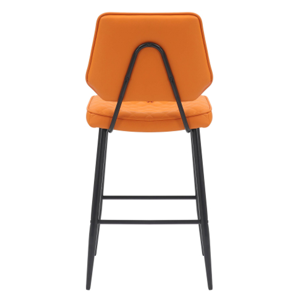 Norham Orange Real Leather Bar Stools in Pair