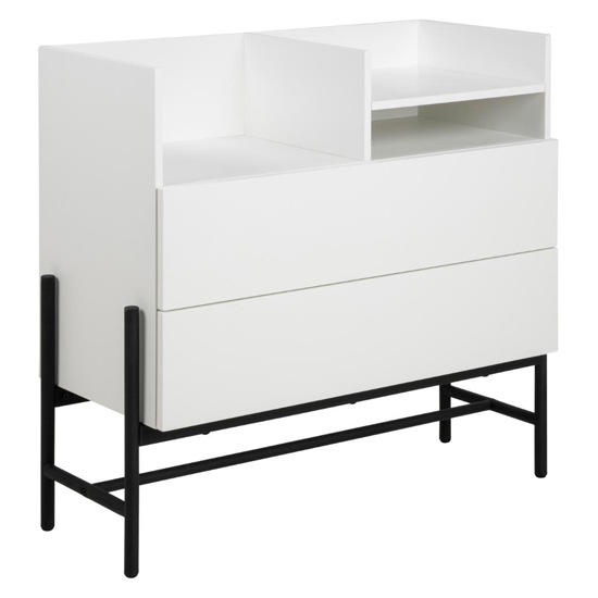 Norko Wooden Chest Of 2 Drawers With Metal Frame In Matt White thumbnail