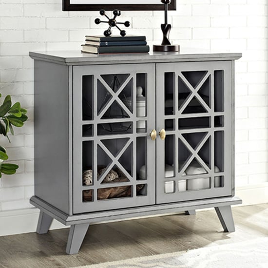 Photo of Norland wooden display cabinet with 2 doors in grey