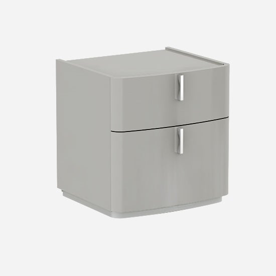 Norman Bedside Cabinet In Cashmere High Gloss With 2 Drawers