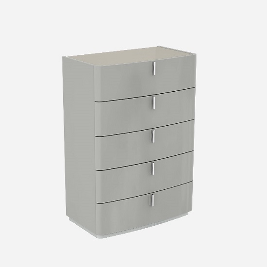Norman Fango Glass Top Chest Of Drawers In Cashmere High Gloss