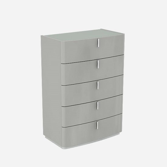 Norman Grey Glass Top Chest Of Drawers In Cashmere High Gloss
