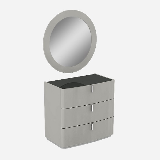 Norman Black Glass Top Dresser Chest In Cashmere High Gloss FiF