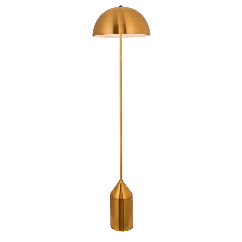 Norman Gloss White Shade Floor Lamp In Antique Brass