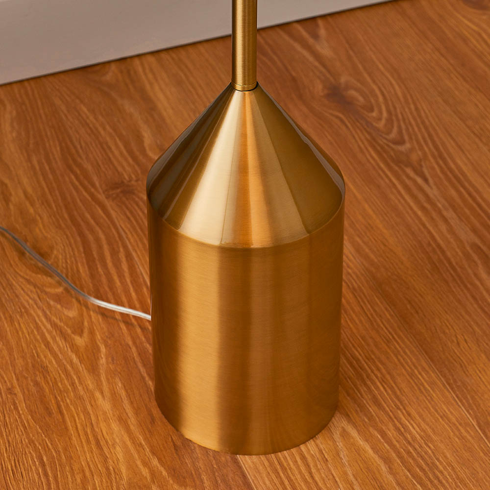 Norman Gloss White Shade Floor Lamp In Antique Brass
