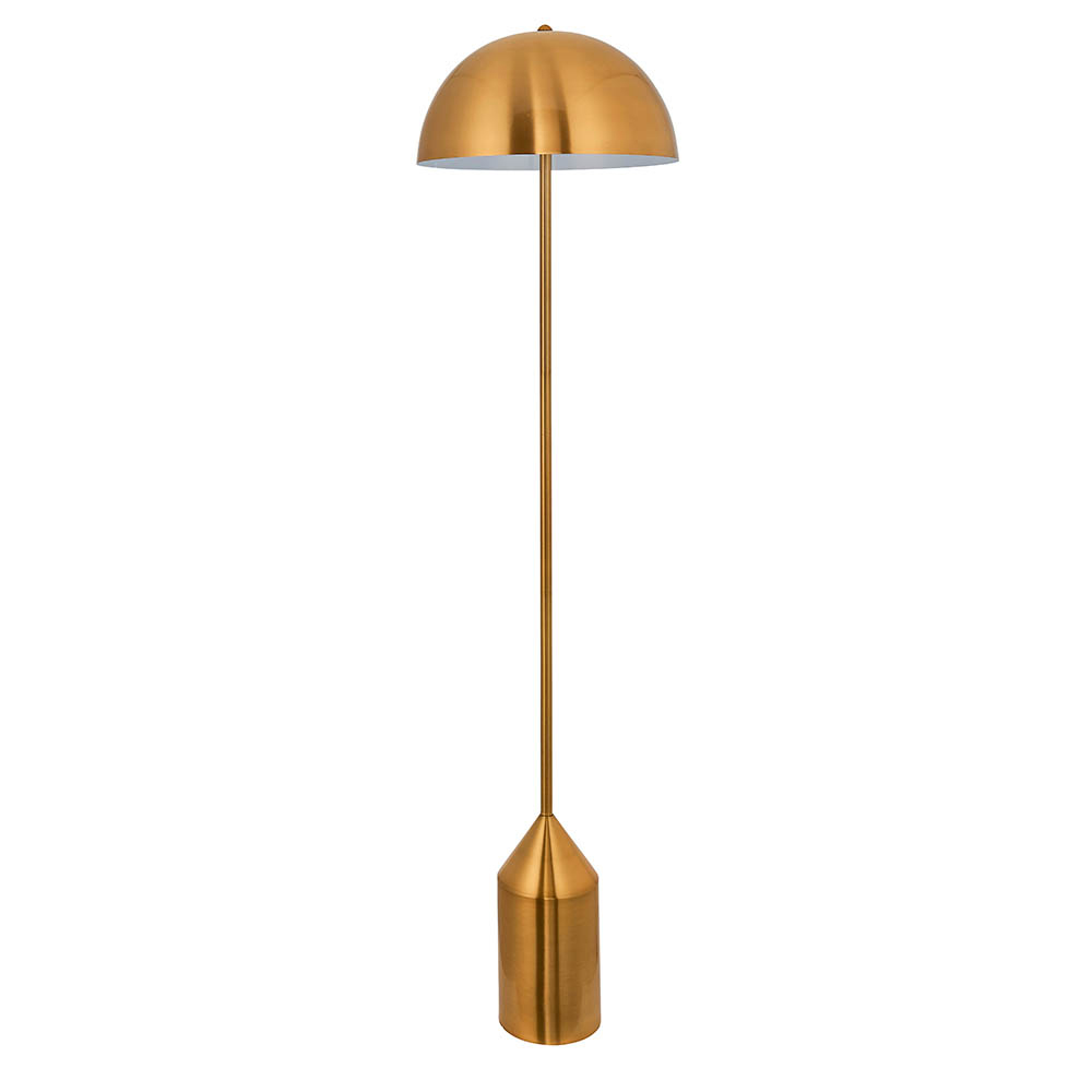 Norman Gloss White Shade Floor Lamp In Antique Brass