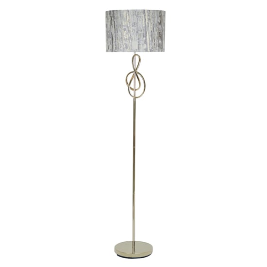 Product photograph of Norman Grey Linen Shade Floor Lamp With Gold G-clef Base from Furniture in Fashion