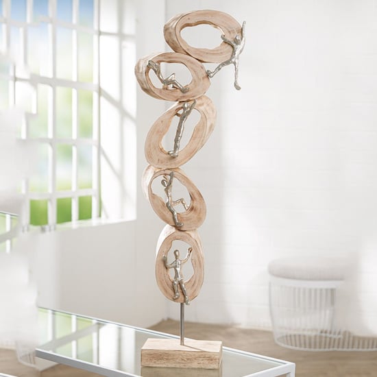 Product photograph of Norman Wood Climb Sculpture In Oak And Silver from Furniture in Fashion