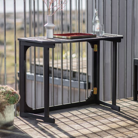 Read more about Norris balcony outdoor acacia wood console table in charcoal