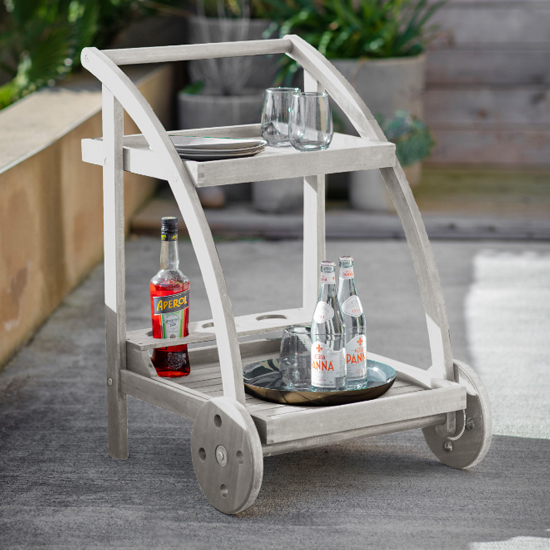 Read more about Norris outdoor acacia wood drinks trolley in whitewash
