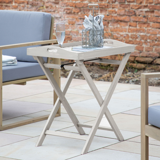 Read more about Norris outdoor acacia wood tray side table in whitewash