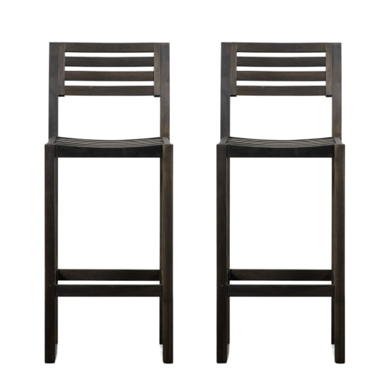 Read more about Norris outdoor black acacia wood bar stools in pair