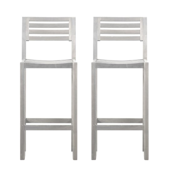 Read more about Norris outdoor whitewash acacia wood bar stools in pair