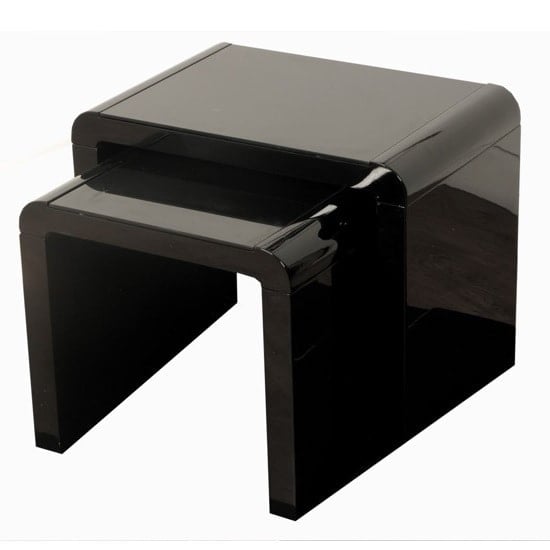 Norset Modern Set of 2 Nesting Tables In Black Gloss