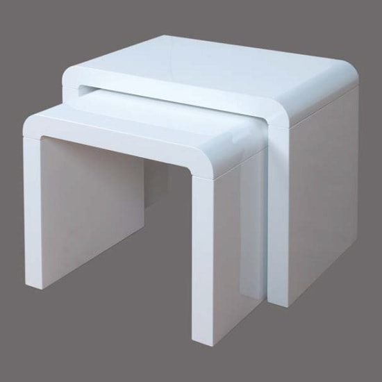 Photo of Norset modern set of 2 nesting tables in white gloss