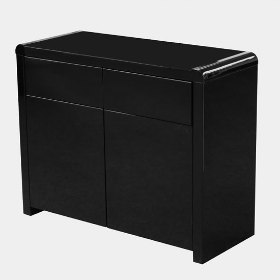 Norset Sideboard In Black Gloss With 2 Doors Furniture in Fashion