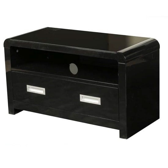 Product photograph of Norset Modern Tv Stand Rectangular In Black Gloss With 1 Drawer from Furniture in Fashion