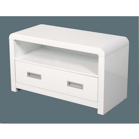 Norset Modern Tv Stand Rectangular In White Gloss With 1 Drawer