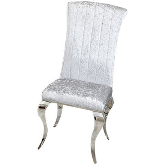 North Line Stitch Silver Crushed Velvet Dining Chairs In Pair