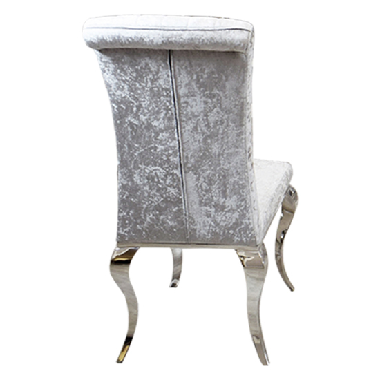 North Line Stitch Silver Crushed Velvet Dining Chairs In Pair