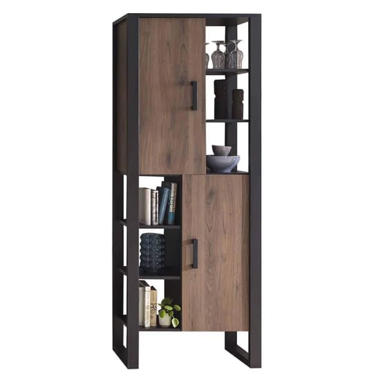 Photo of North wooden display cabinet tall with 2 doors in okapi walnut