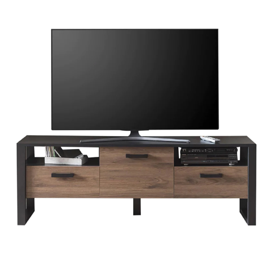 Photo of North wooden tv stand with 2 doors in okapi walnut