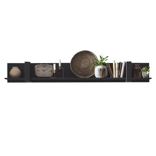 Product photograph of North Wooden Wall Shelf Large In Matt Black from Furniture in Fashion