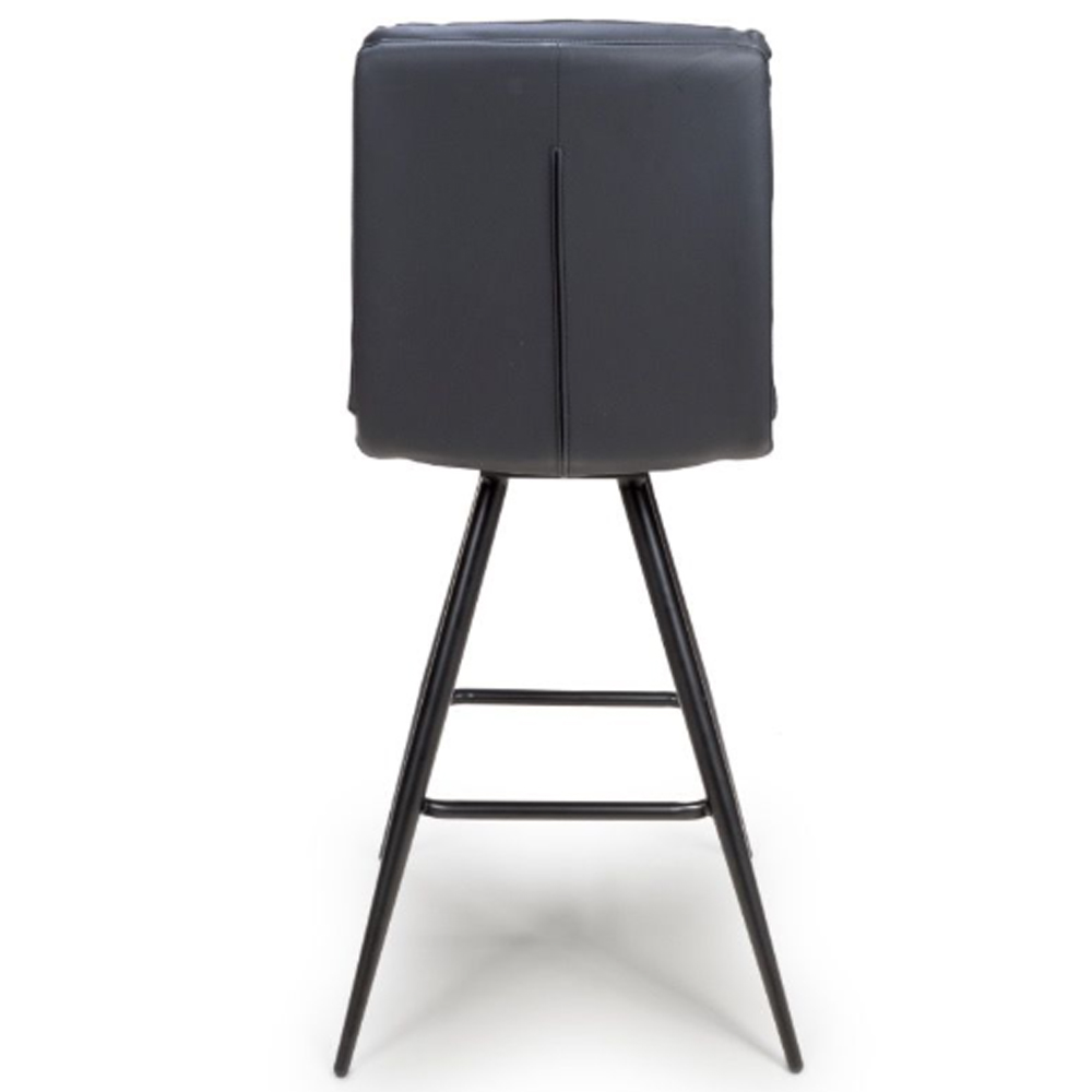 Norton Black Leather Bar Chairs With Metal Legs In Pair