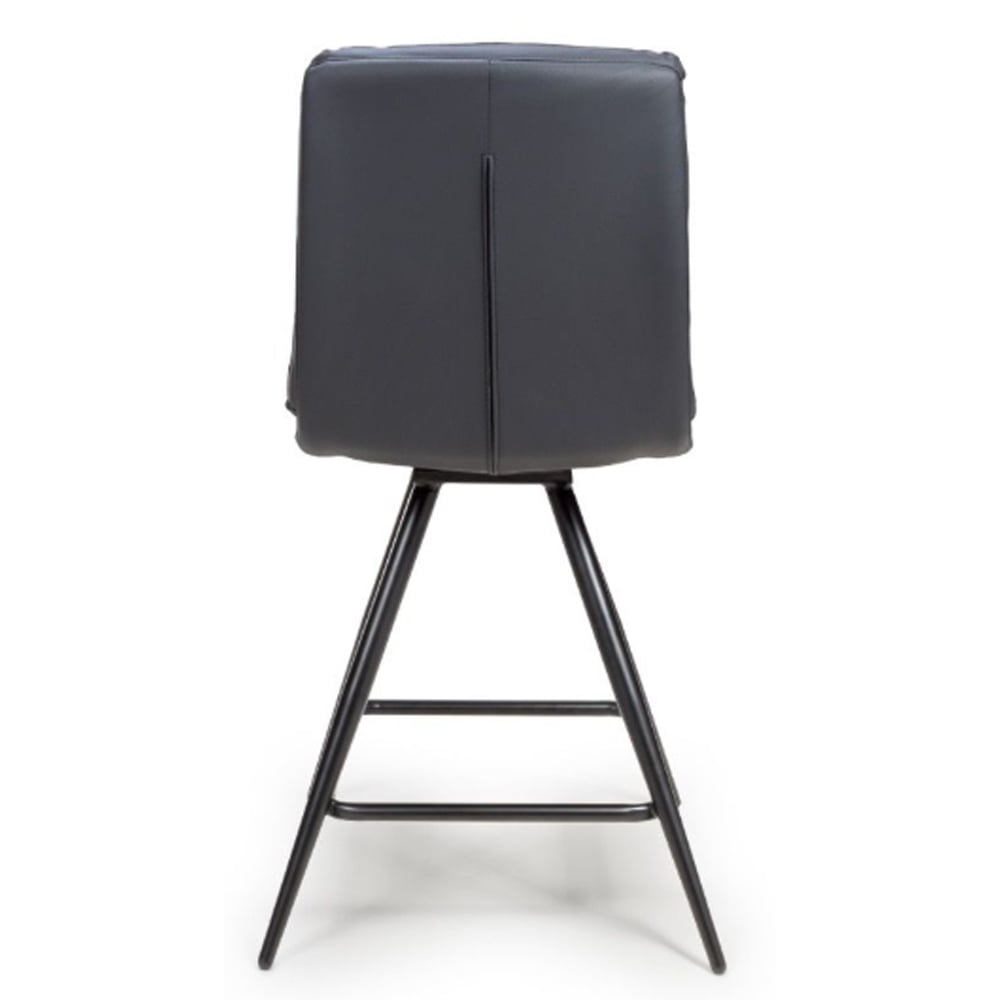 Norton Black Leather Counter Bar Chairs With Metal Legs In Pair