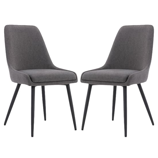 Product photograph of Norton Dark Grey Fabric Dining Chairs With Metal Frame In Pair from Furniture in Fashion