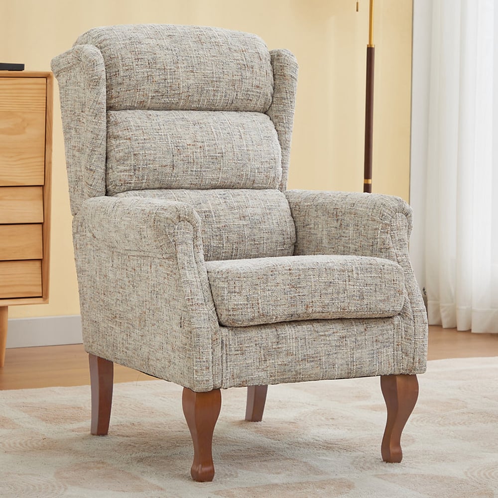 Norton Fabric Armchair With Wooden Legs In Frost