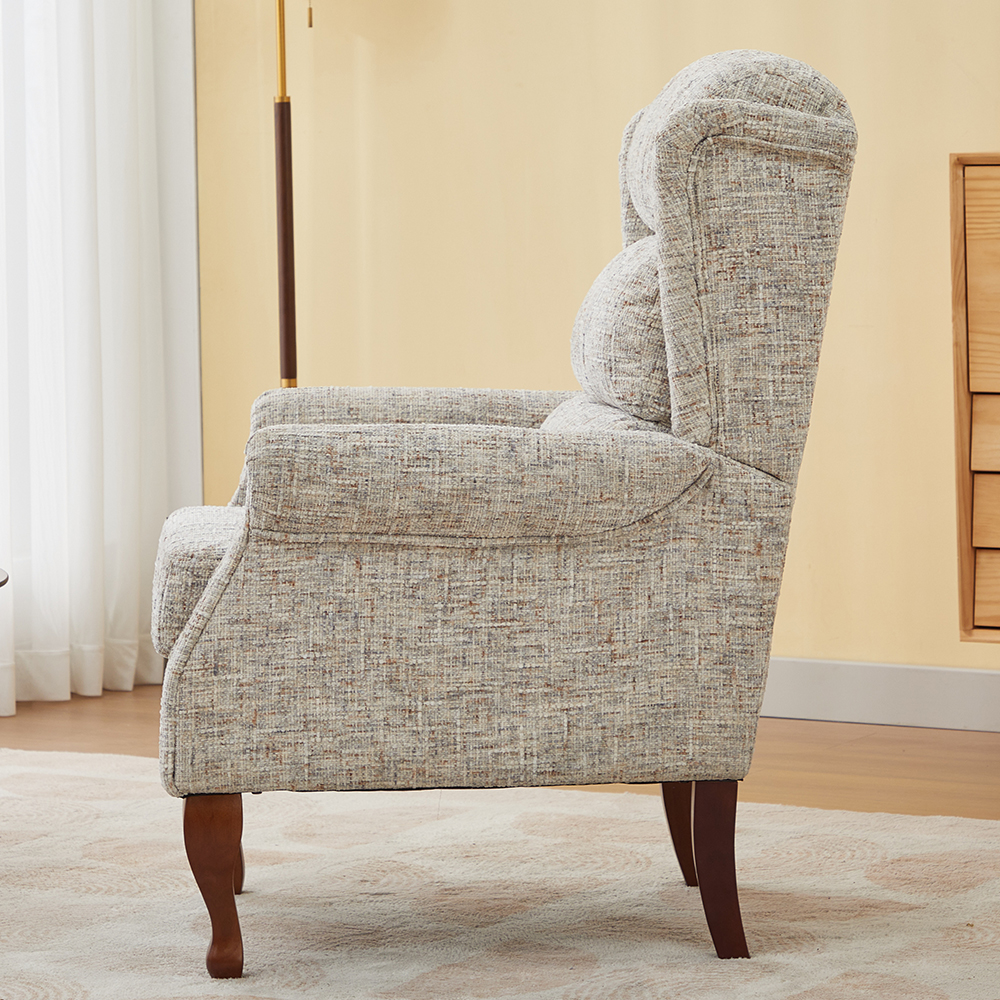 Norton Fabric Armchair With Wooden Legs In Frost