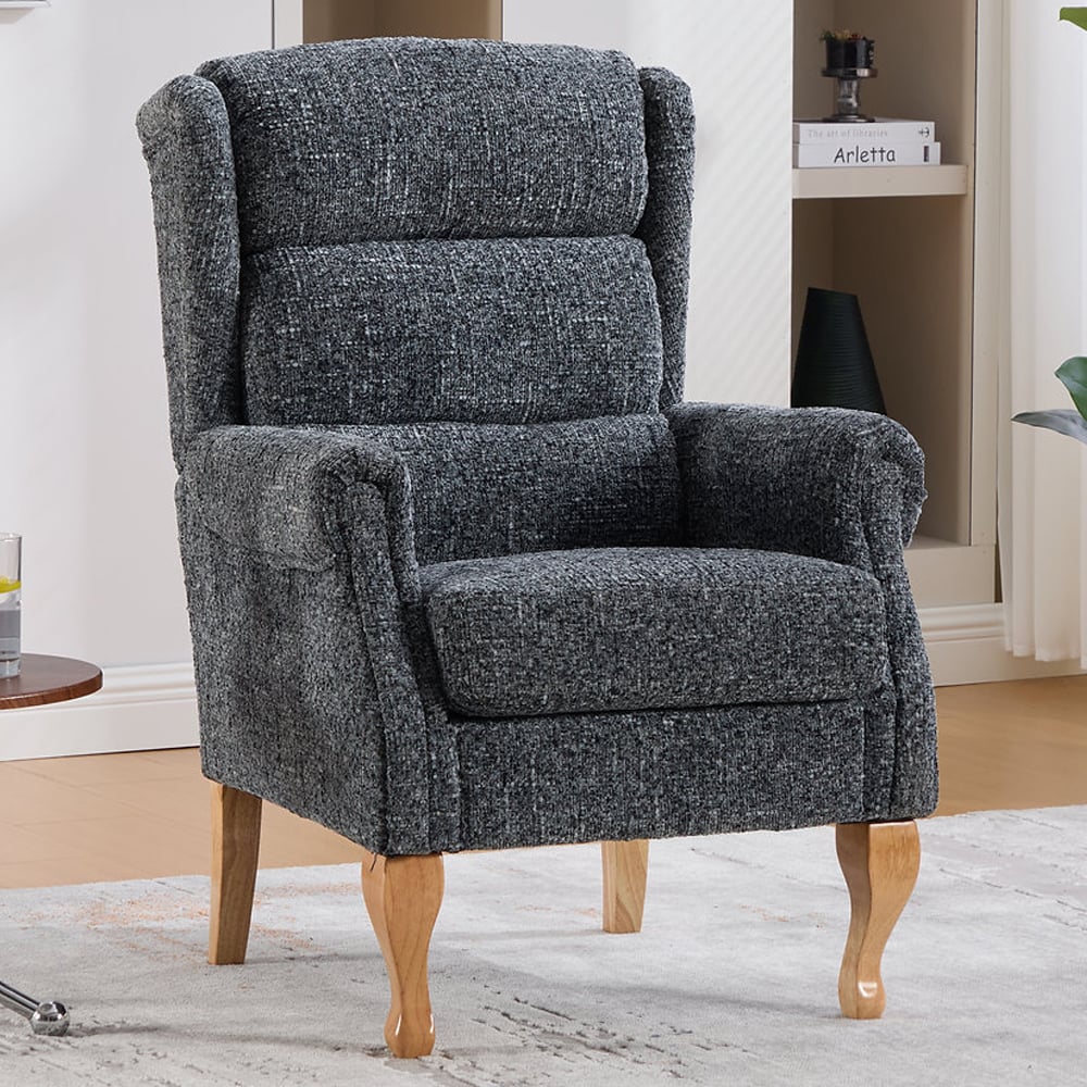 Norton Fabric Armchair With Wooden Legs In Stormcloud
