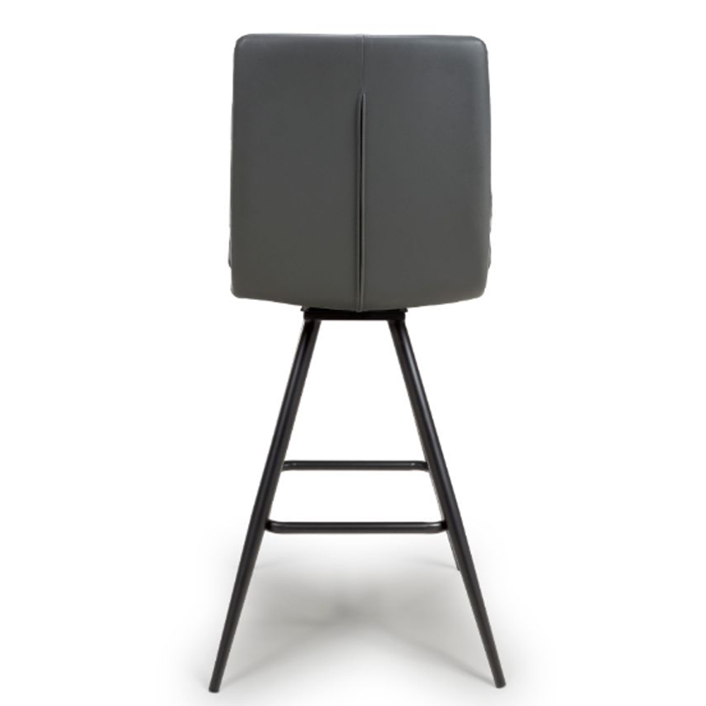 Norton Grey Leather Bar Chairs With Metal Legs In Pair